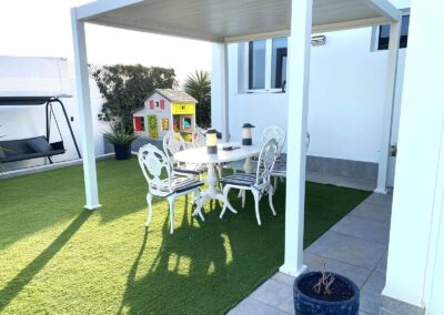 Villa lillos rear patio with sea views